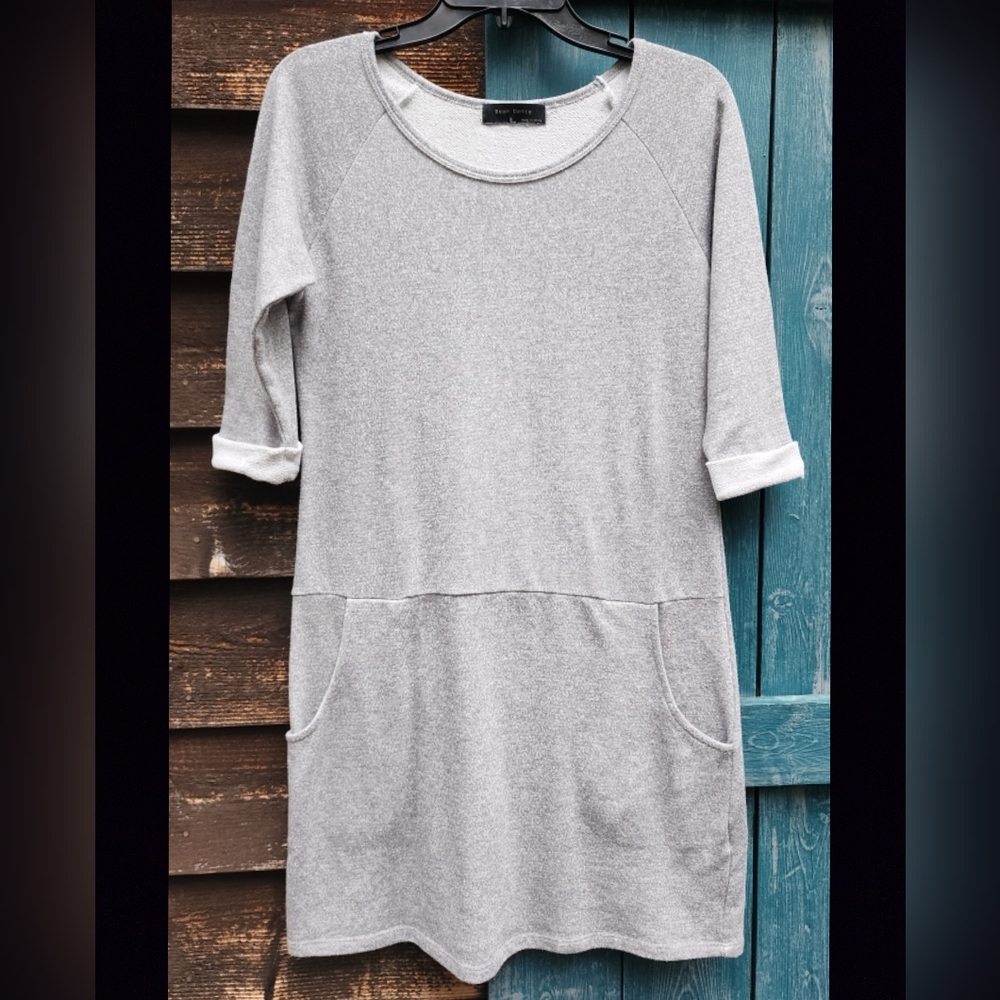 Bear Dance Womens Sweatshirt Dress Pockets Gray M